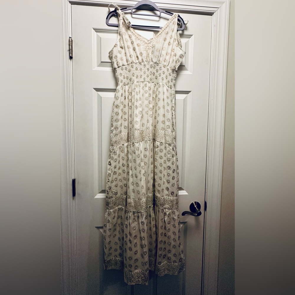 NWT. La Plage Beaufort white and gold detail maxi. Size small.